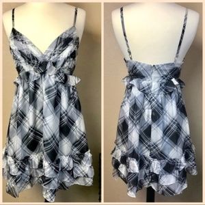 Marciano ~ Black & Grey Plaid Babydoll Dress